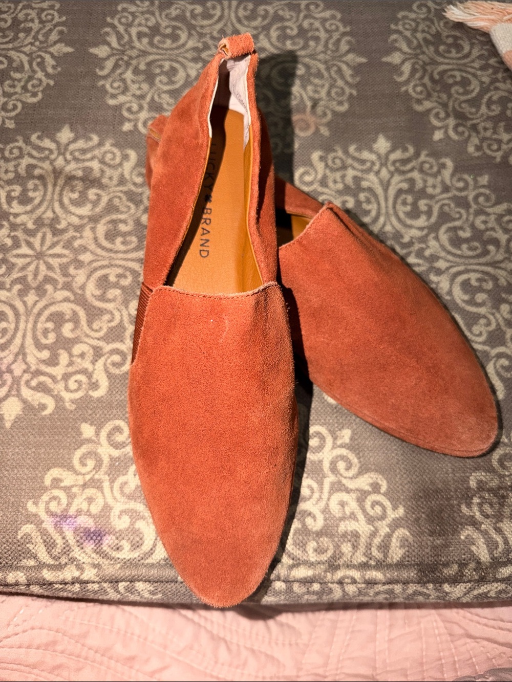 Women’s Lucky Brand Suede Slip-On Loafer in Rust Orange